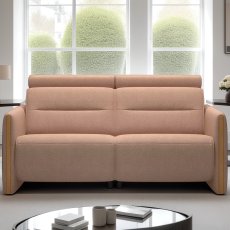 Stressless Emily 2 Seater Sofa with Wood Arms in Fabric Stressless Emily 2 Seater Sofa with Wood Arms in Fabric