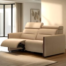 Stressless Emily 2 Seater Power Recliner with Wood Arms in Leather Stressless Emily 2 Seater Power Recliner with Wood Arms in Leather