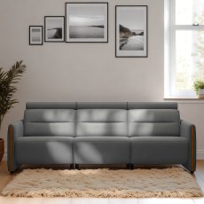 Stressless Emily 3 Seater Sofa with Wood Arms in Leather Stressless Emily 3 Seater Sofa with Wood Arms in Leather