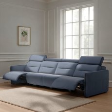 Stressless Emily 4 Seater Power Recliner with Wood Arms in Leather Stressless Emily 4 Seater Power Recliner with Wood Arms in Leather