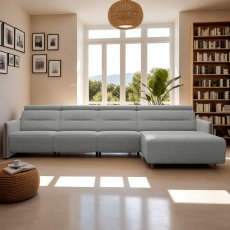 Stressless Emily 3 Seater, Power Right, Large Longseat Left, with Wood Arms in Fabric Stressless Emily 3 Seater, Power Right, Large Longseat Left, with Wood Arms in Fabric