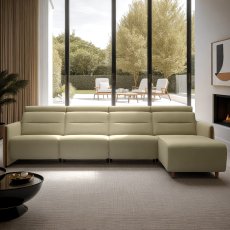 Stressless Emily 3 Seater, Power Right, Medium Longseat Left, with Wood Arms in Leather Stressless Emily 3 Seater, Power Right, Medium Longseat Left, with Wood Arms in Leather