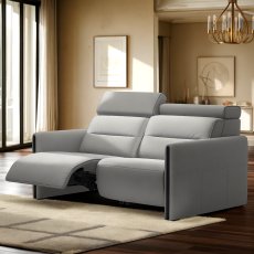 Stressless Emily 2 Seater Power Recliner with Steel Arms in Leather Stressless Emily 2 Seater Power Recliner with Steel Arms in Leather