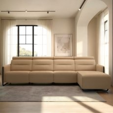 Stressless Emily 3 Seater, Power Right, Medium Longseat Left, with Steel Arms in Leather Stressless Emily 3 Seater, Power Right, Medium Longseat Left, with Steel Arms in Leather