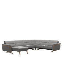 Stressless Stella Corner Group, 2 Seats with Medium Longseat LHF, 2 Seats RHF, with Wood Arms in Lea Stressless Stella Corner Group, 2 Seats with Medium Longseat LHF, 2 Seats RHF, with Wood Arms in Lea