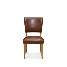 Belgrave Rustic Oak Upholstered Chair - Faux Leather (Pair)