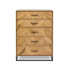 Riva Oak 5 Drawer Tall Chest