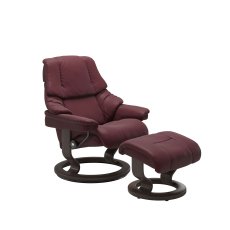 Stressless Reno Chair in Leather, Classic Base with Footstool