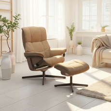 Stressless Mayfair Chair in Fabric, Cross Base with Footstool Stressless Mayfair Chair in Fabric, Cross Base with Footstool