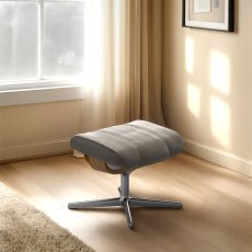 Stressless Consul Footstool in Leather, Cross Base Stressless Consul Footstool in Leather, Cross Base