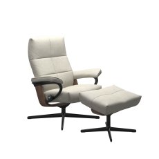 Stressless David Chair in Fabric, Cross Base with Footstool