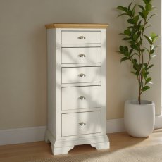 Hampstead Soft Grey and Pale Oak 5 Drawer Tall Chest Hampstead Soft Grey and Pale Oak 5 Drawer Tall Chest