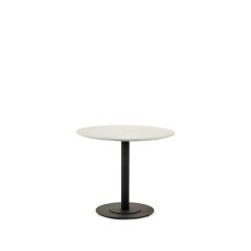 Bistro III 80cm Round White Marble and Black Base Table