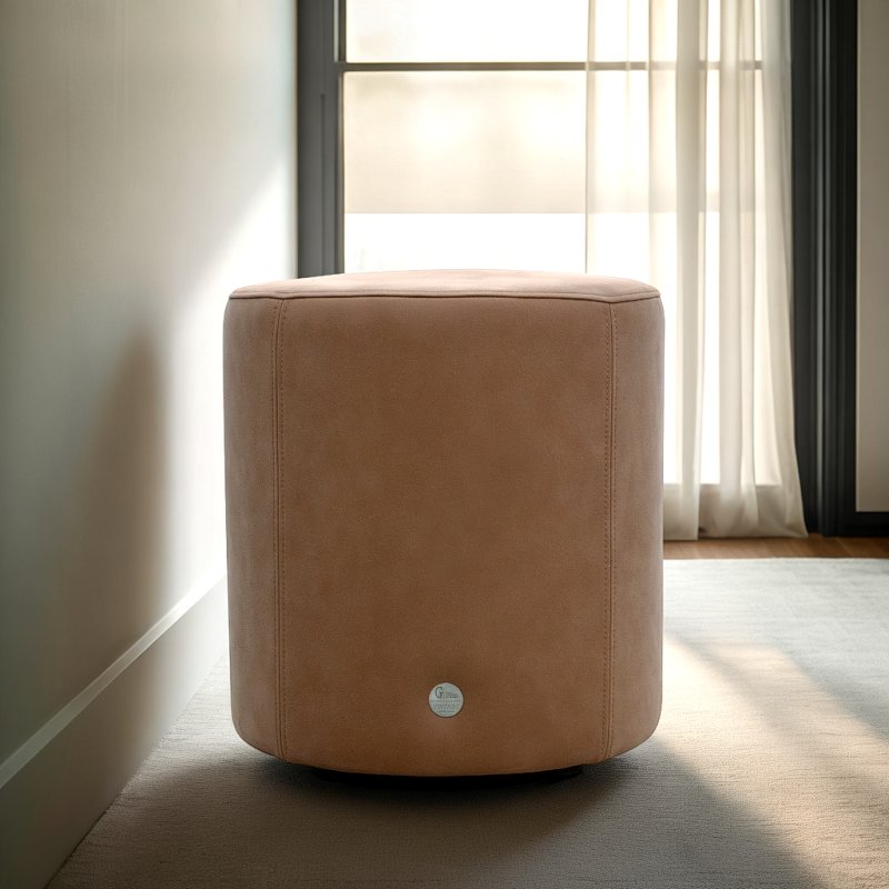 G Plan Vintage G Plan Vintage Bow Tall Round Footstool In Leather