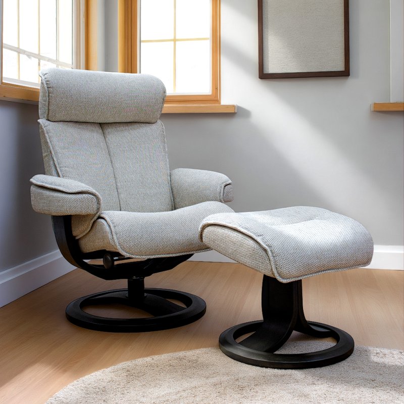 G Plan G Plan Bergen Recliner Chair and Stool in Fabric