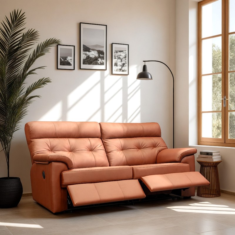 G Plan Laurie Manual Reclining 3 Seater Sofa DBL In Leather