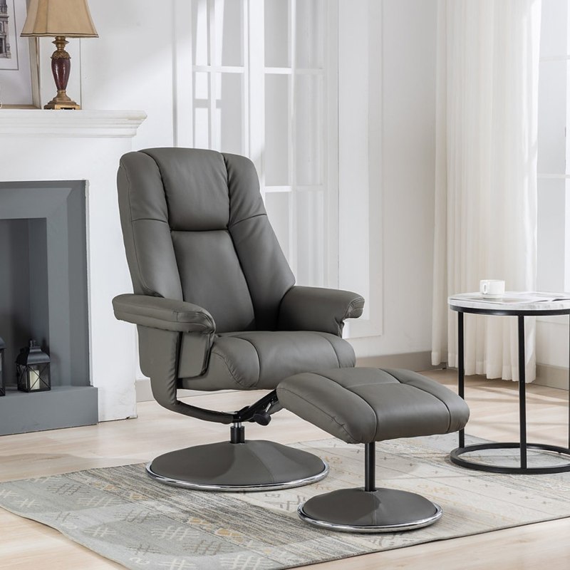 H Collection Elodie Swivel Recliner in Plush Faux Leather