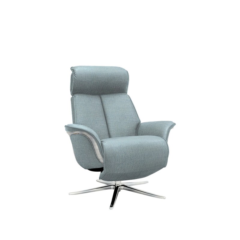 G Plan G Plan Oslo Power Recliner Chair with Veneered and Upholstered Side in Fabric