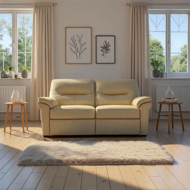 G Plan G Plan Seattle 2.5 Seater Sofa with Show Wood in Leather