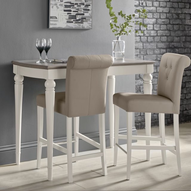 Bentley Designs Montreux Soft Grey UPH Bar Stool Leather Pair