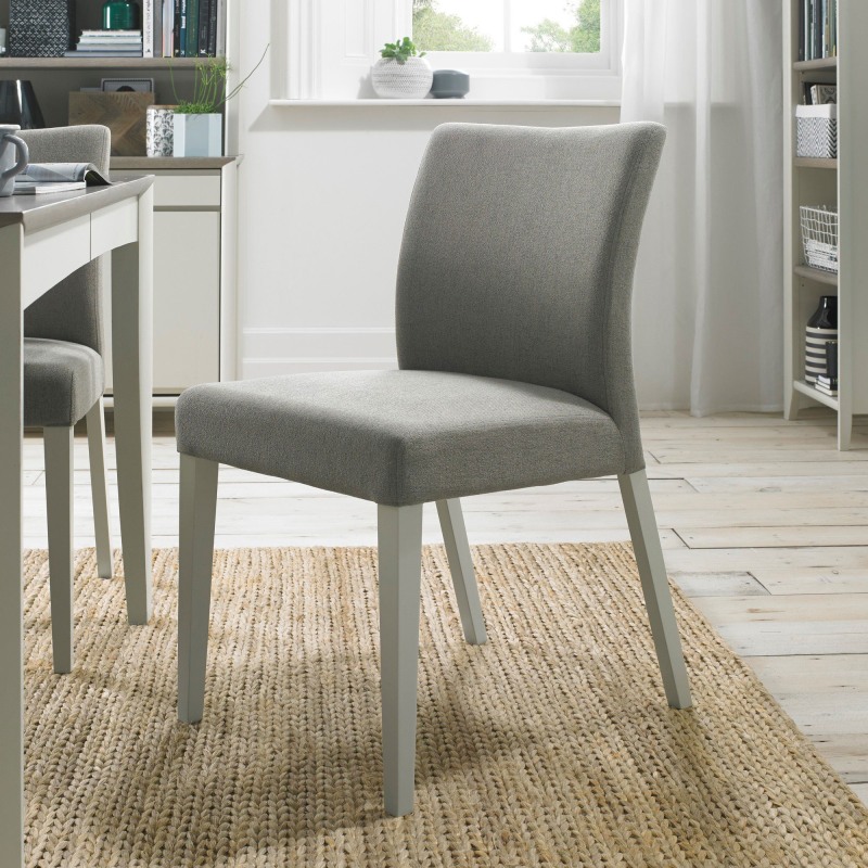 Bentley Designs Bergen Grey Washed Upholstered Chair - Titanium Fabric (Pair)