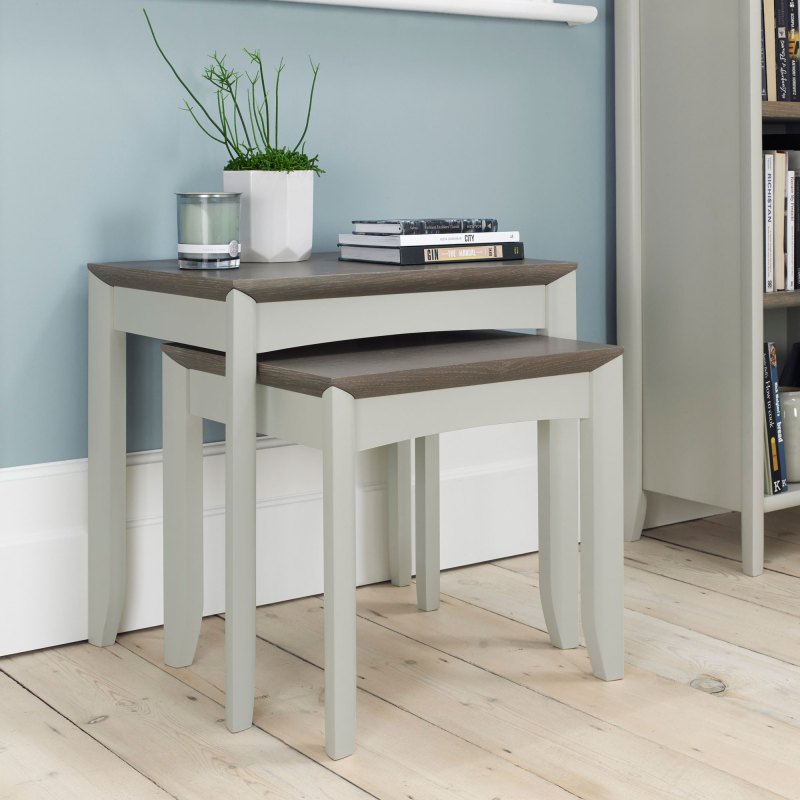 Bentley Designs Bergen Grey Washed Oak & Soft Grey Nest of Lamp Tables