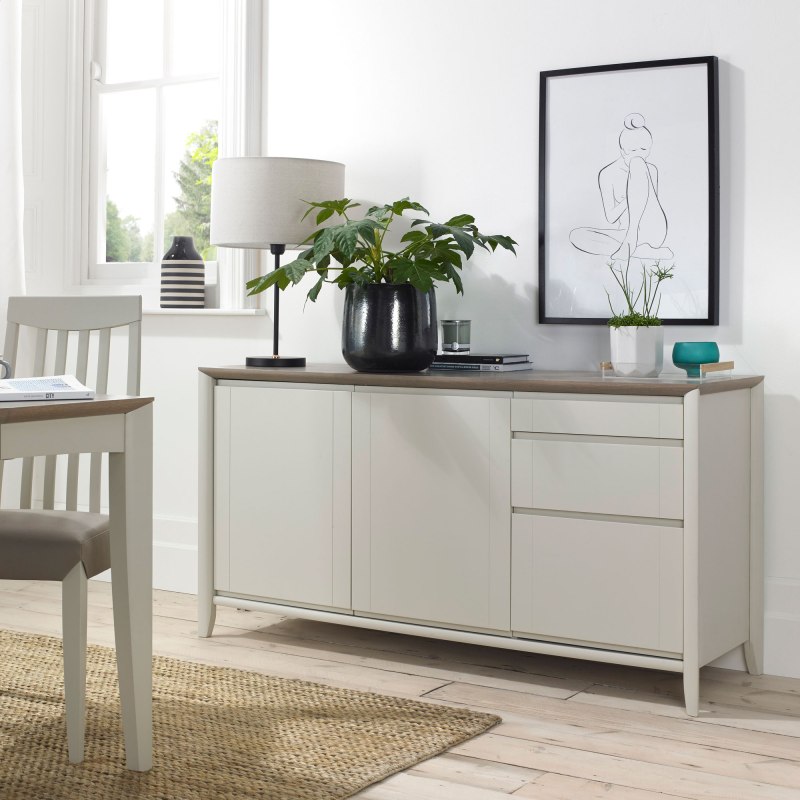 Bentley Designs Bergen Grey Washed Oak & Soft Grey Wide Sideboard