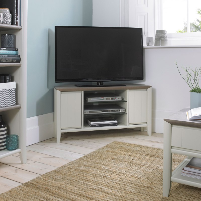 Bentley Designs Bergen Grey Washed Oak & Soft Grey Corner Entertainment Unit