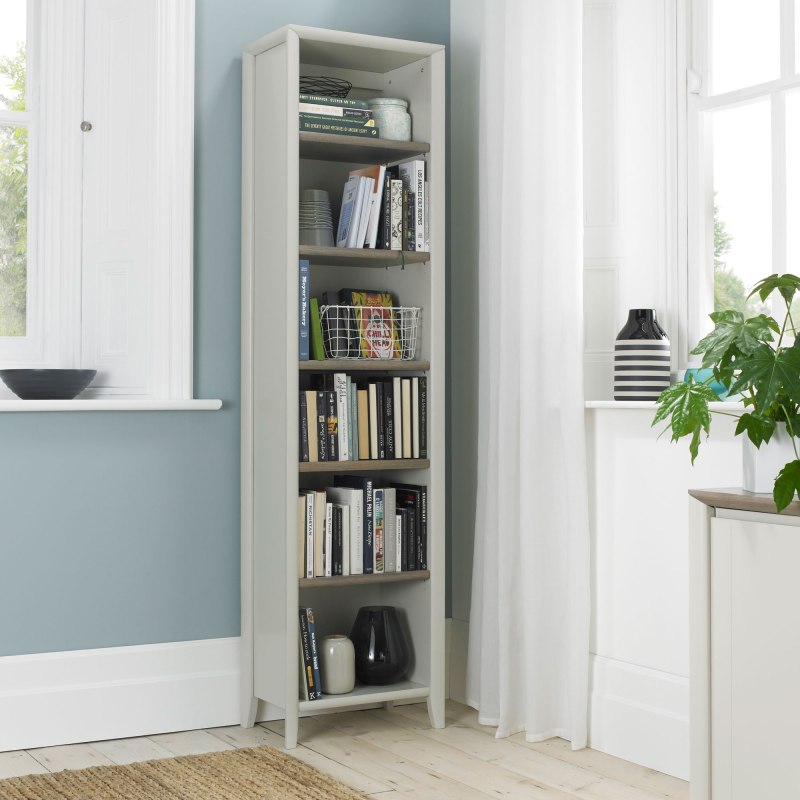 Bentley Designs Bergen Grey Washed Oak & Soft Grey Narrow Bookcase