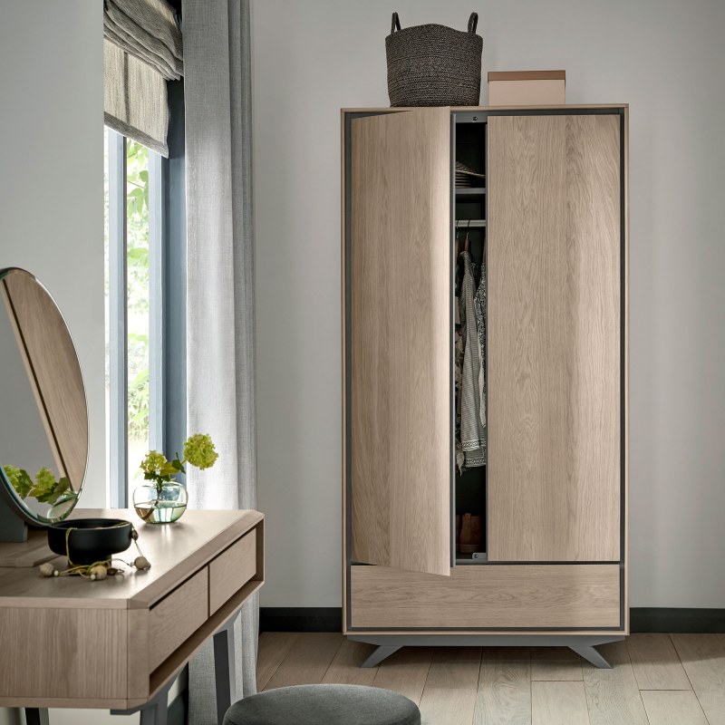 Bentley Designs Brunel Scandi Oak & Dark Grey Double Wardrobe