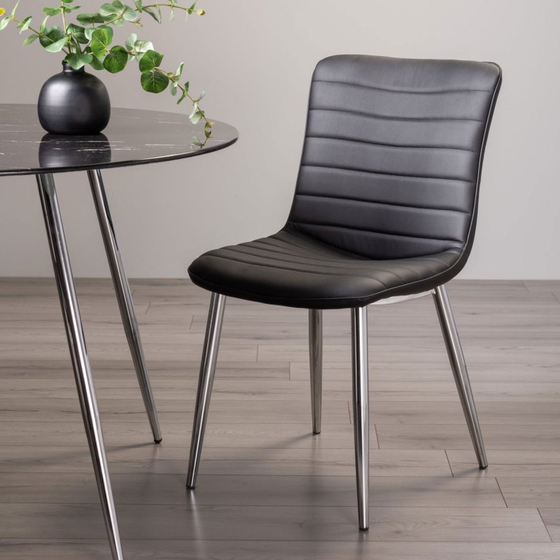 Bentley Designs Rothko Chair in Black Faux Leather (Pair)