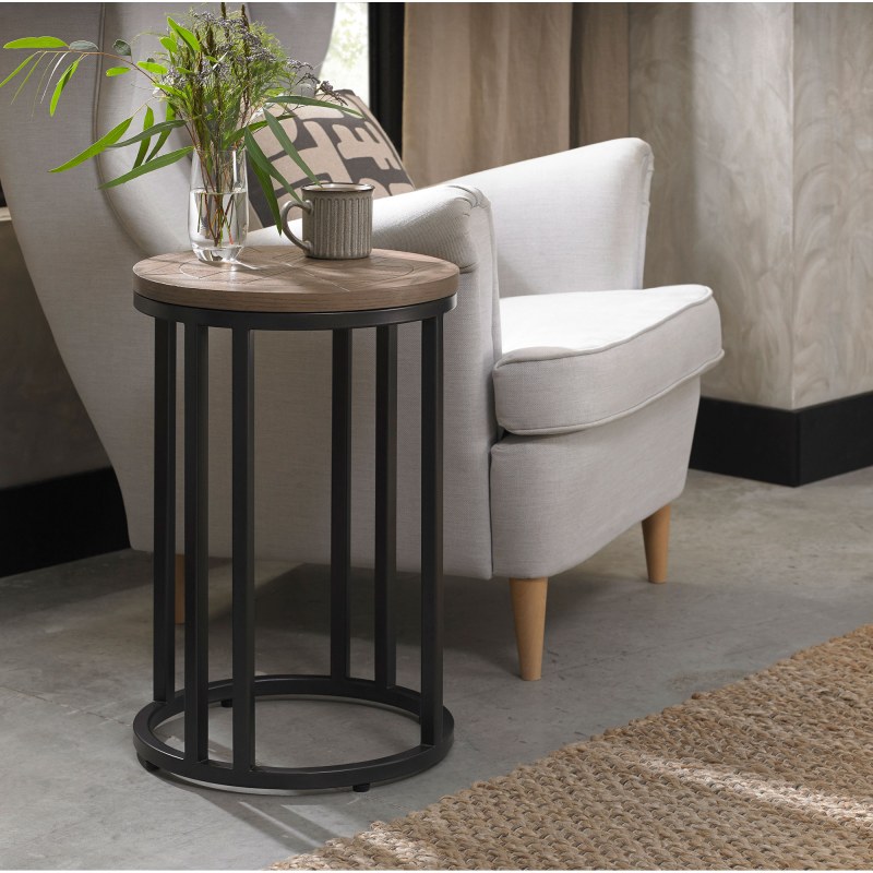 Bentley Designs Chevron Weathered Ash Side Table