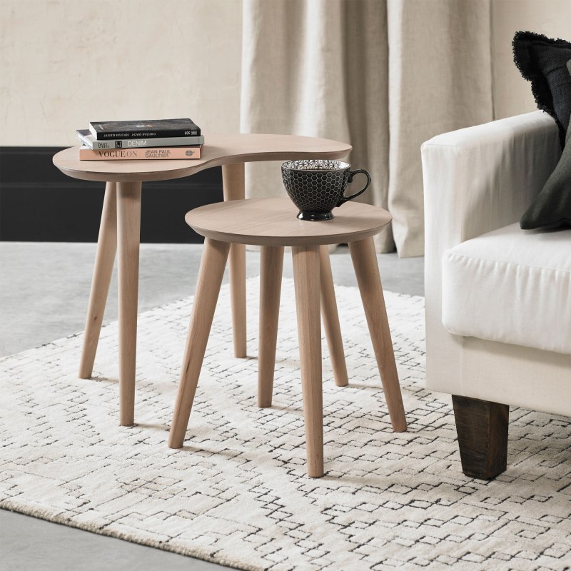 Bentley Designs Dansk Scandi Oak Nest of Lamp Tables