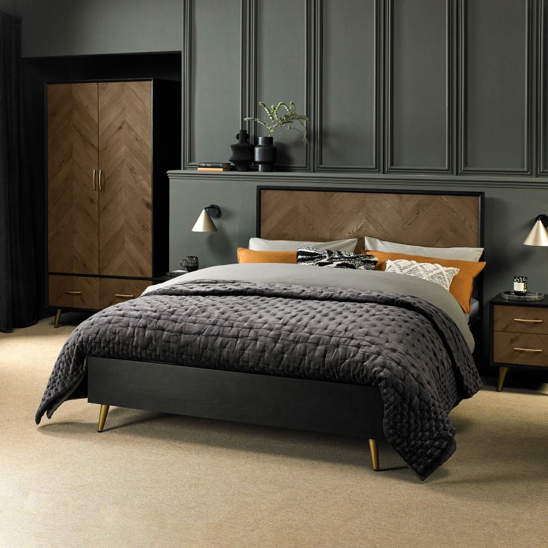 Bentley Designs Sienna Fumed Oak & Peppercorn 180cm Panel Bedstead