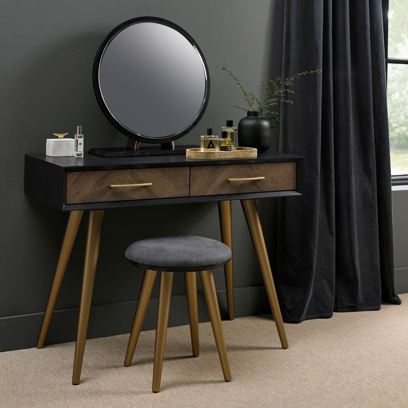 Bentley Designs Sienna Fumed Oak & Peppercorn Dressing Table