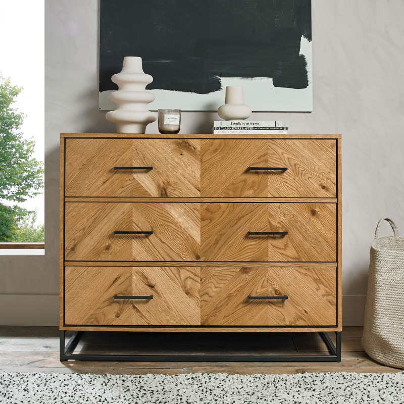 Bentley Designs Riva Oak 3 Drawer Chest