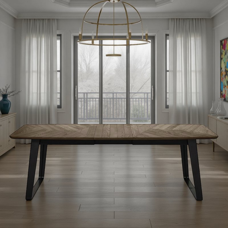 Bentley Designs Emerson Weathered Oak & Peppercorn 6-8 Extension Dining Table