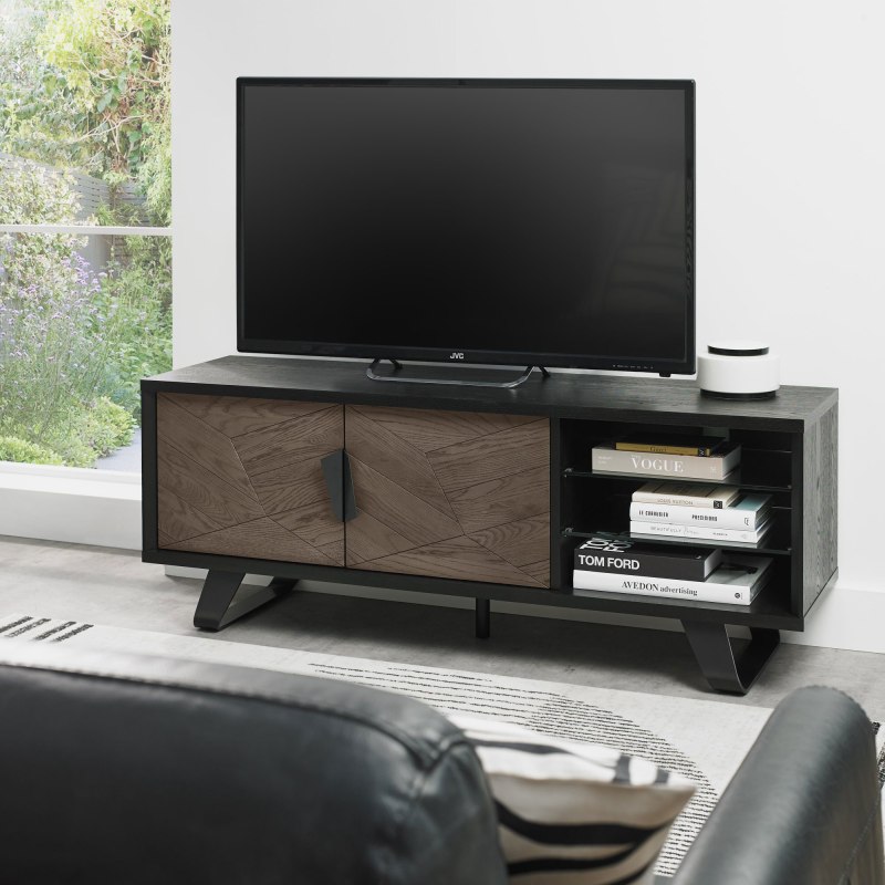 Bentley Designs Emerson Weathered Oak & Peppercorn Entertainment Unit