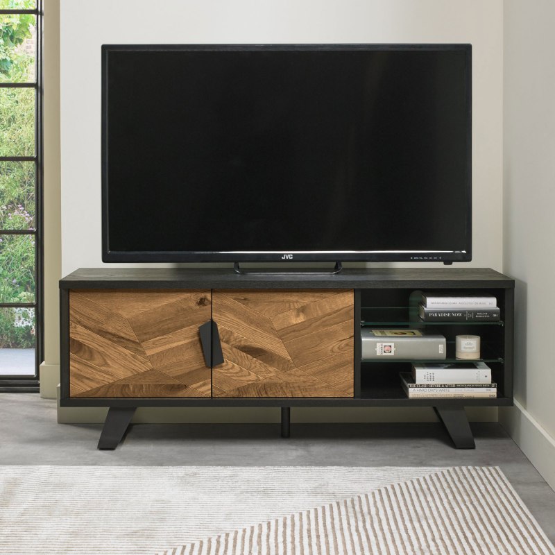 Bentley Designs Emerson Rustic Oak & Peppercorn Entertainment Unit