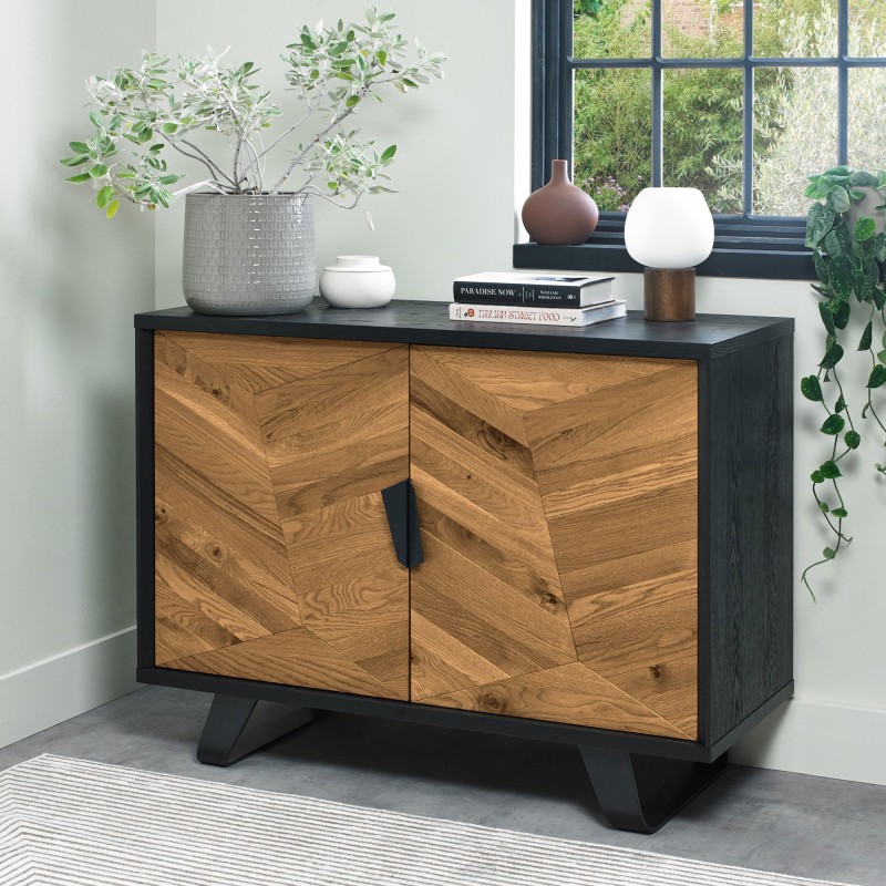 Bentley Designs Emerson Rustic Oak & Peppercorn Narrow Sideboard