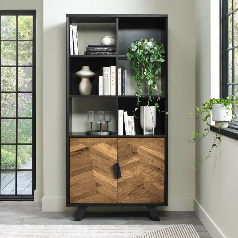 Bentley Designs Emerson Rustic Oak & Peppercorn Display Unit