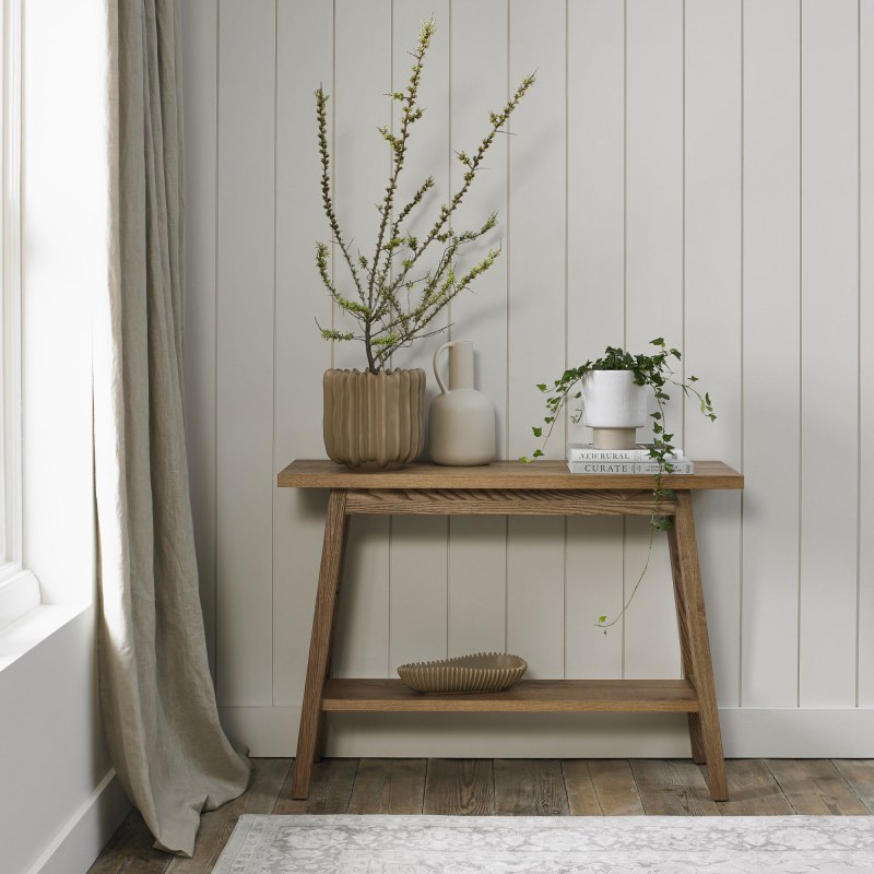 Bentley Designs Camden Rustic Oak Console Table with Shelf