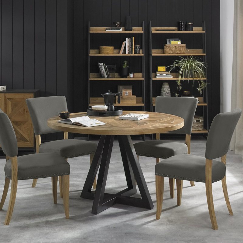 Bentley Designs Indus Rustic Oak Circular Dining Table