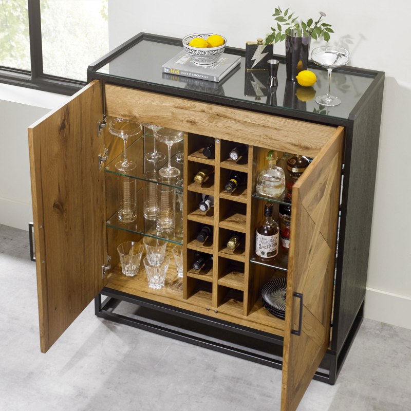 Bentley Designs Indus Rustic Oak Drinks Cabinet