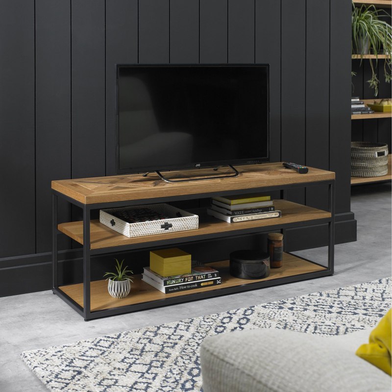 Bentley Designs Indus Rustic Oak Open Entertainment Unit