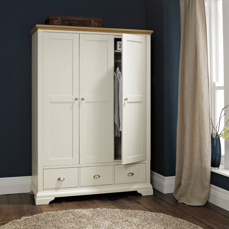 Bentley Designs Hampstead Soft Grey and Pale Oak Triple Wardrobe