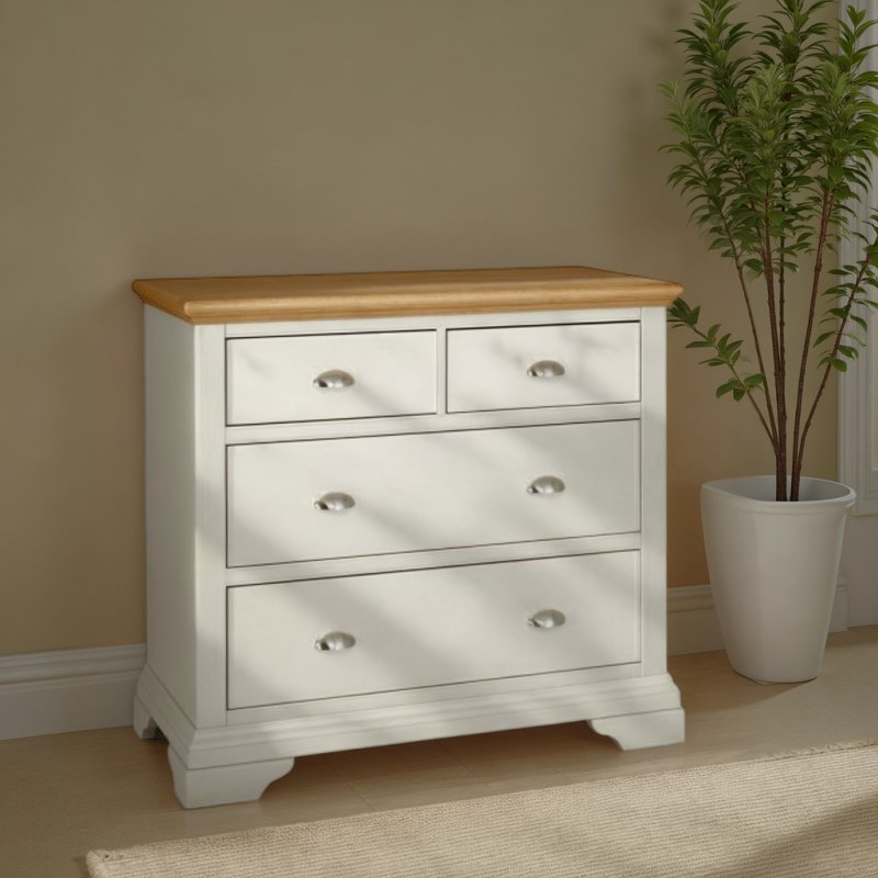 Bentley Designs Hampstead Soft Grey and Pale Oak 2 plus 2 Drawer Chest