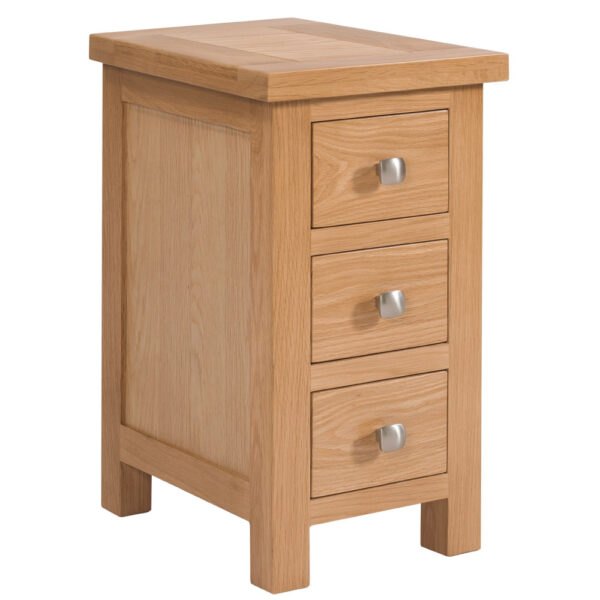 H Collection Arundel Light Oak 3 Draw Compact Bedside