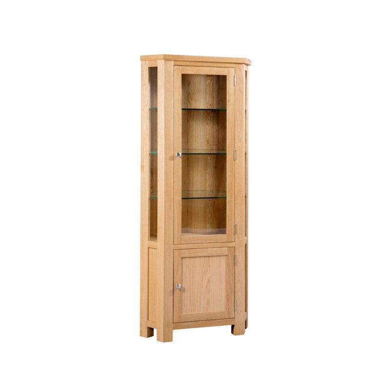 H Collection Arundel Light Oak Corner Display Cabinet