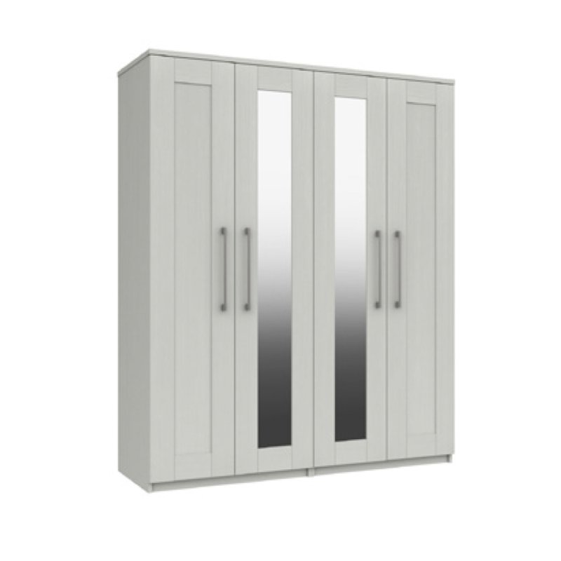 H Collection Avebury 4 Door Robe with 2 Mirrors